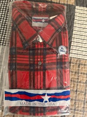 Vintage American Edition Plaid Flannel Shirt XL Tall 100% Cotton NOS